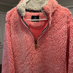 Sherpa pullover half zip up pink